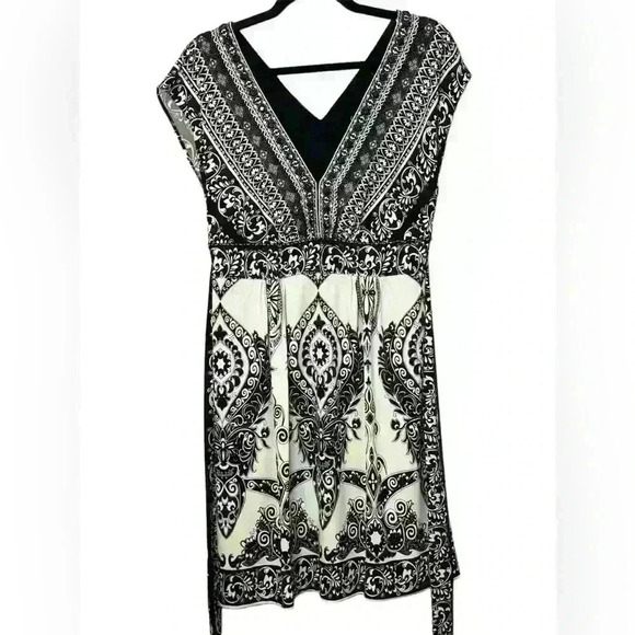 ECI NEW YORK LINED DRESS WITH BLACK AND SILVER EMBELLISHMENTS. Size 6 - Picture 2 of 10